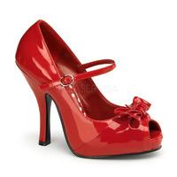 Pleaser PinUp Couture Cutiepie-08 Red Patent Mary Jane Shoes