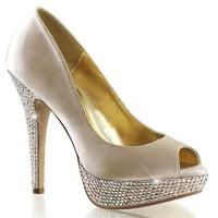 Pleaser Fabulicious Shoes Lolita-02 Champagne Satin Peep-Toes Platform Court Shoes