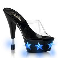 Pleaser Shoes Kiss-201LT4 Black and Blue