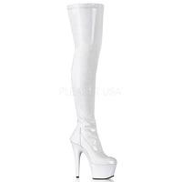 pleaser adore 3000 white patent thigh high platform boots