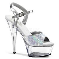 Pleaser Shoes Kiss-210 Clear and Silver