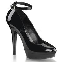 Pleaser Fabulicious Shoes Lip-187 Black Ankle Strap Platform Court Shoes