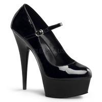 Pleaser Shoes Delight-687 Classic Mary Jane Platfrom Court Shoes Black Patent