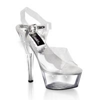 Pleaser Shoes Kiss-208LT Clear Platform Sandals White Lights Stiletto Heels