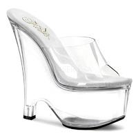 Pleaser Shoes Beau-601 Clear Slip-On Platform Wedge Mules
