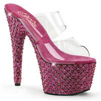 Pleaser Shoes Bejeweled-702PS Hot Pink Crystal Covered Slip On Platform Mules