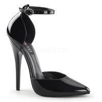 Pleaser Shoes Domina-402 Ankle Strap Court Shoes Black Patent