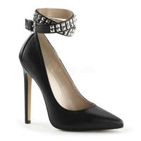 pleaser shoes sexy 24 black genuine leather studded wrap around ankle  ...