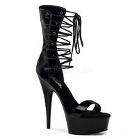 Pleaser Shoes Delight-600-32 Black Lace Up Ankle Sandals