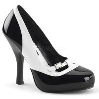 Pleaser PinUp Couture Cutiepie-13 Black & White Patent Spectator Mary Jane Shoes