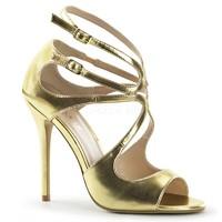 Pleaser Shoes Amuse-15 Metallic Gold Strappy Sandals