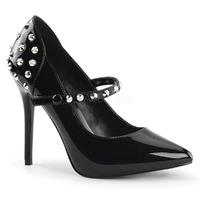 pleaser shoes amuse 41st black patent studded mary jane court shoes st ...