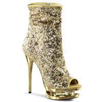 Pleaser Blondie-R-1008 Gold Sequin Ankle Boots