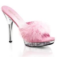 pleaser fabulicious shoes lip 101 8 pink marabou slip on platform mule ...