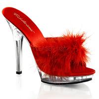Pleaser Fabulicious Shoes Lip-101-8 Red Marabou Slip-on Platform Mules