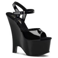 Pleaser Shoes Beau-609 Ankle Strap Black Wedge Platform Sandals