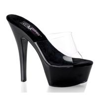 Pleaser Shoes Kiss-201 Black and Clear