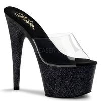 Pleaser Shoes Adore-701SDG Black Glitter Exotic Dancer Platforms