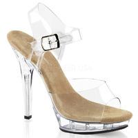 Pleaser Fabulicious Shoes Lip-108 Clear Sandals Tan Insole