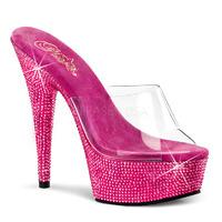 Pleaser Shoes Bejeweled-601DM Pink Slip On Platform Mules