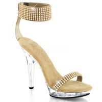 Pleaser Fabulicious Shoes Lip-140 Wide Ankle Strap Sandals Taupe