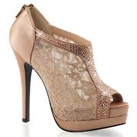 Pleaser Fabulicious Bella-26 Peep-Toe Blush Satin Lace Platform Shoes
