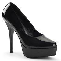 Pleaser Shoes Indulge-520 Black Patent Platform Court Shoes Stiletto Heels