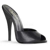Pleaser Shoes Domina-101 Black Leather Slip-On Mules Stiletto Heels