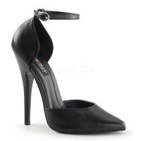 Pleaser Shoes Domina-402 Ankle Strap Court Shoes Black Leather