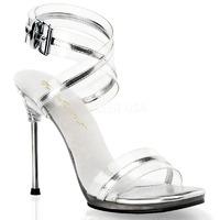 Pleaser Fabulicious Shoes Chic-05 Silver Ankle Wrap Sandals