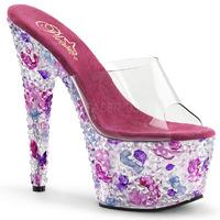 Pleaser Shoes Crystalize-701 Multi-Coloured Pink Slip On Platform Mules