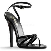 Pleaser Shoes Domina-108 Black Patent Strap Sandals
