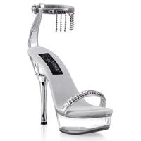 pleaser shoes allure 663 silver and clear