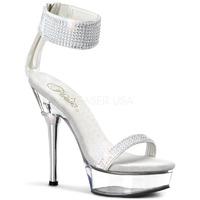 Pleaser Shoes Allure-640 Crystal Ankle Strap White Platform Shoes