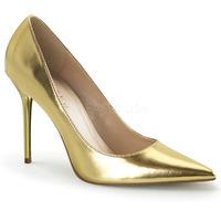 Pleaser Shoes Classique-20 Gold Pointed Toe Stiletto Heels Court Shoes