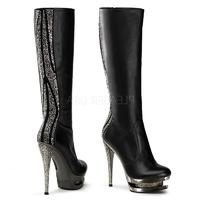 Pleaser Day & Night Fascinate-2018 Black Leather Knee Boots