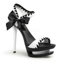 Pleaser Blondie-615 Double Platform Ankle Strap Sandals Black and White