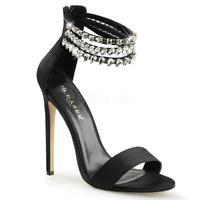 pleaser shoes sexy 18 black satin stiletto heel ankle strap sandals