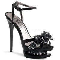 Pleaser Blondie-R-618 Double Platform Crystal Bow Ankle Strap Sandals
