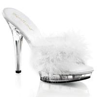 Pleaser Fabulicious Shoes Lip-101-8 White Marabou Slip-on Platform Mules