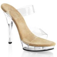 Pleaser Fabulicious Shoes Lip-102-1 Double Strap Clear Slip-on Mule