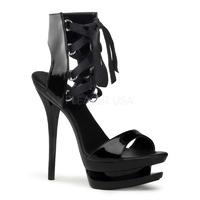 Pleaser Blondie-635 Double Platform Strap Ankle Cuff Sandals Black
