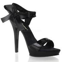 Pleaser Fabulicious Shoes Lip-115 Black Patent Sandals Ribbon Bow Tie