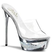 pleaser shoes eclipse 601dm silver chrome slip on platform mules