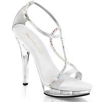 Pleaser Fabulicious Shoes Lip-156 Silver Satin Strappy Sandals