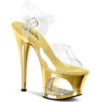Pleaser Moon-708DMCH Gold Ankle Strap Platform Sandals