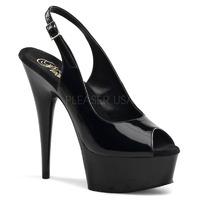 Pleaser Shoes Delight-654 Slingback Platform Sandals Black Patent