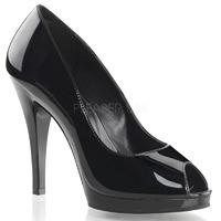 Pleaser Fabulicious Shoes Flair-474 Black Peep Toe Court Shoes