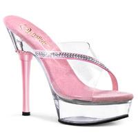 Pleaser Shoes Allure-603 Clear and Pink Platform Slip-On Mules