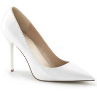Pleaser Shoes Classique-20 White Pointed Toe Stiletto Heels Court Shoes